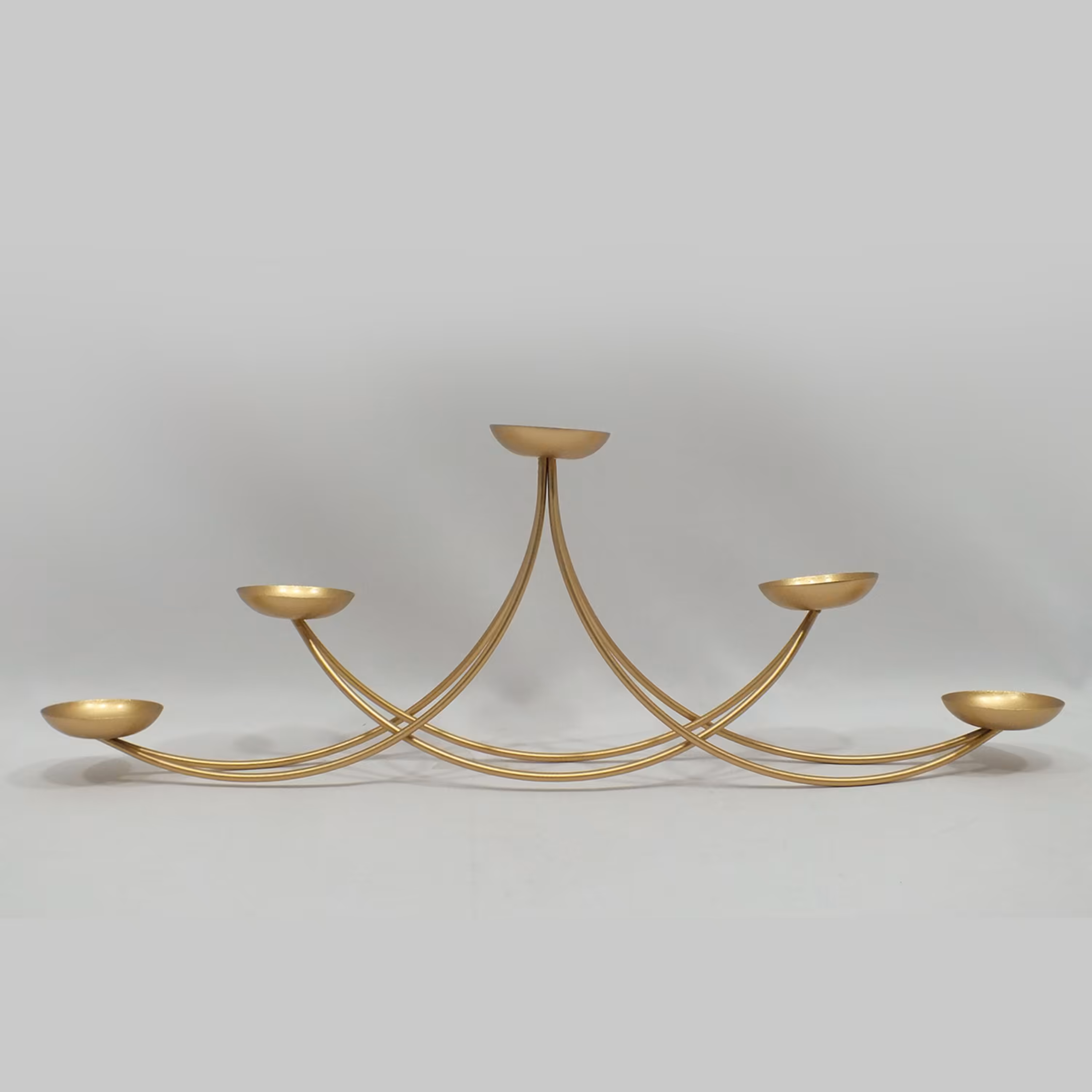 شمعدان و جا شمعی 5 شعله طلایی مات - جاشمعی - شمع دان