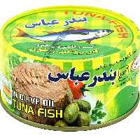 کنسرو ماهی تن در روغن زیتون بندرعباس مقدار 180 گرم بسته 24 عددی
