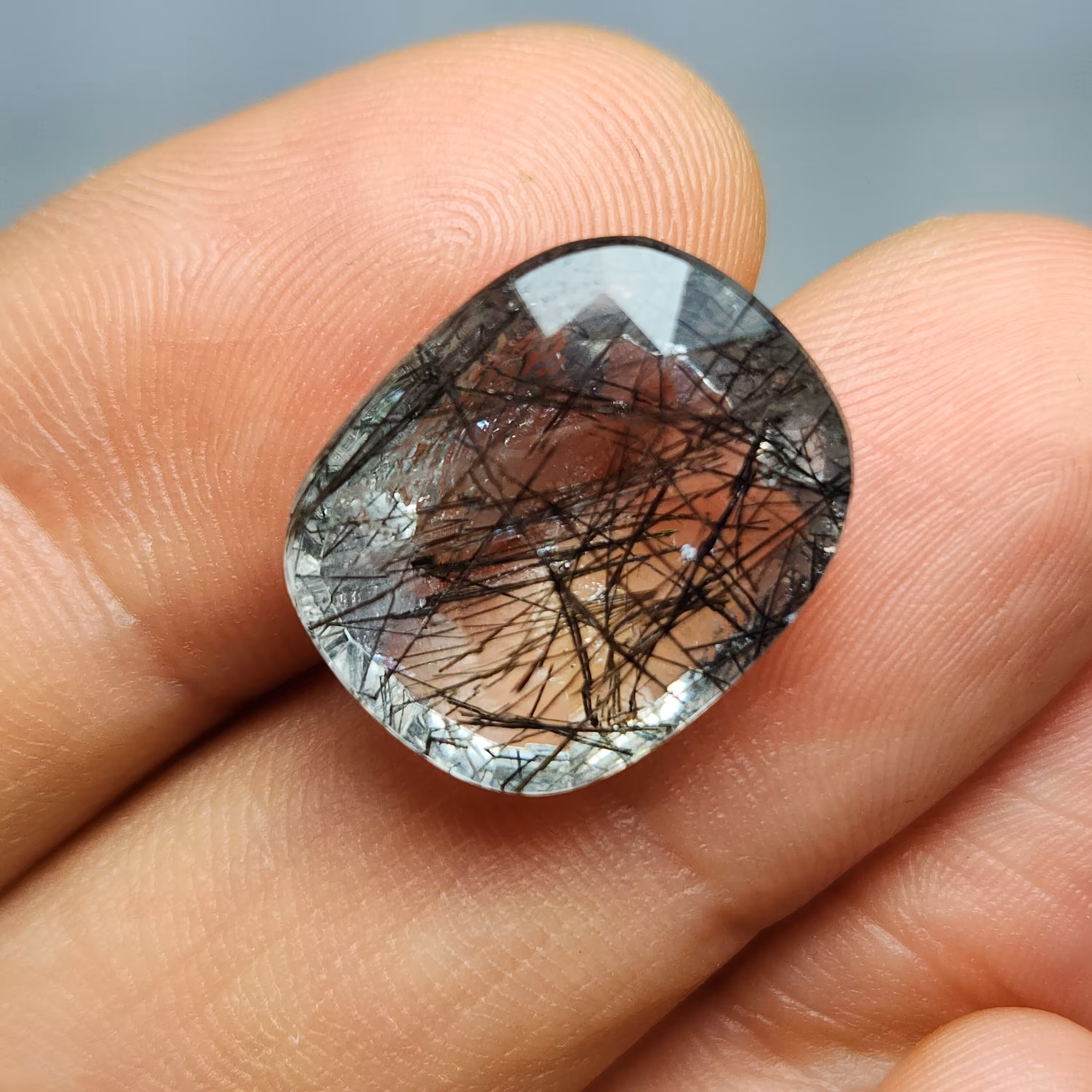 نگین کوارتز روتایل ( دُر مودار ) اصل و طبیعی 