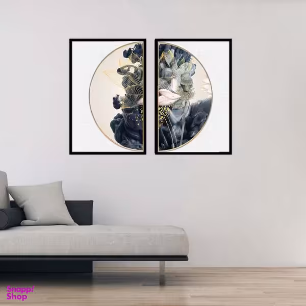 تابلو بکلیت طرح نقاشی مدرن ابر و باد مدل B-1854 مجموعه 2 عددی