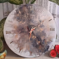 ساعت زیبای رزینی قطر50سانت سفید موتور ارامگردتایوانی