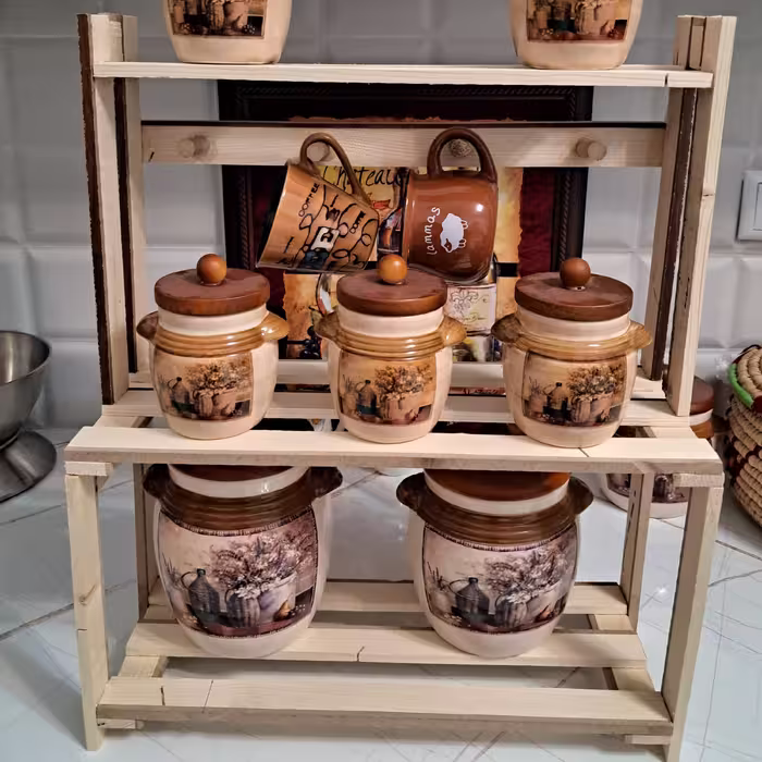 استند چوبی آشپزخانه  طرح بار
