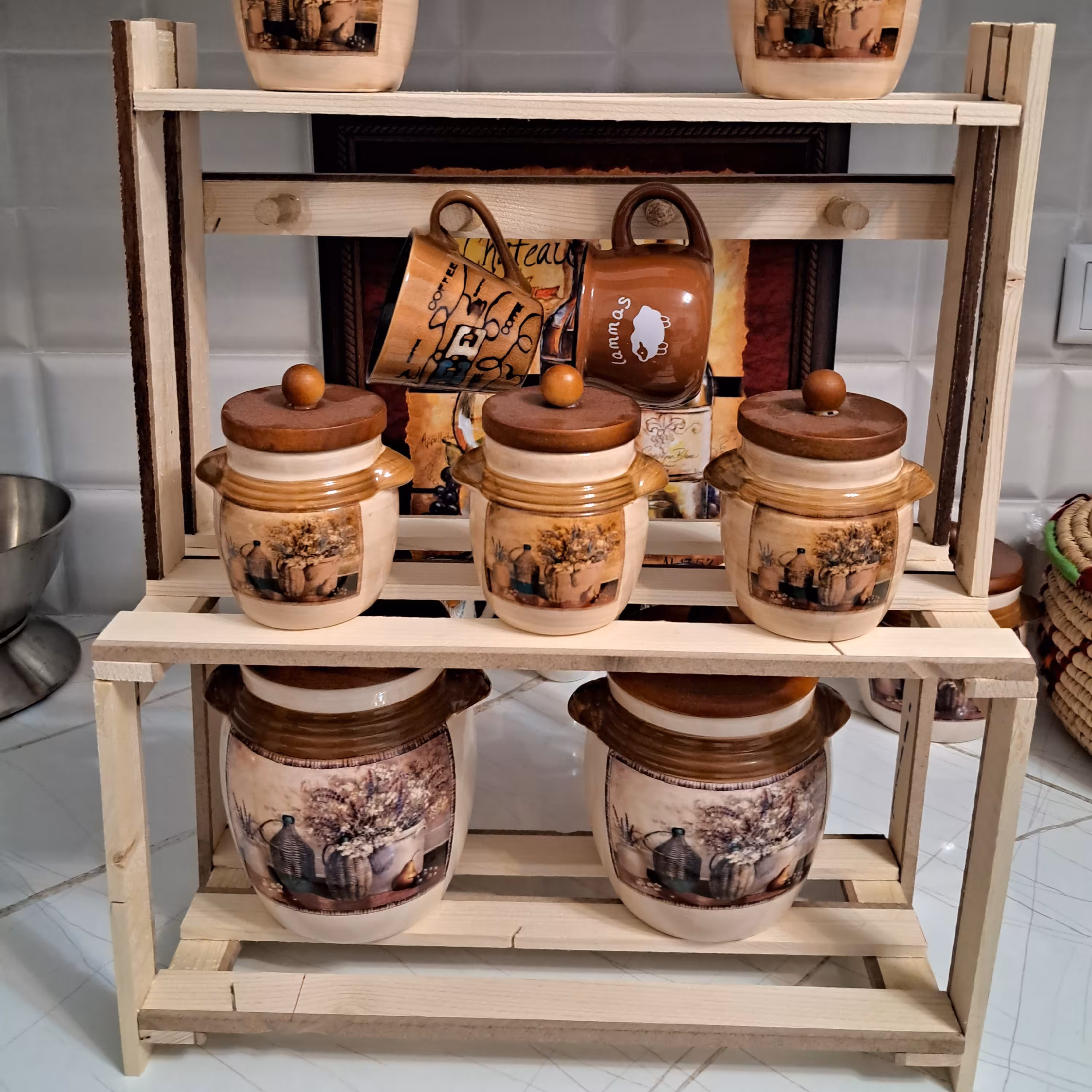 استند چوبی آشپزخانه  طرح بار