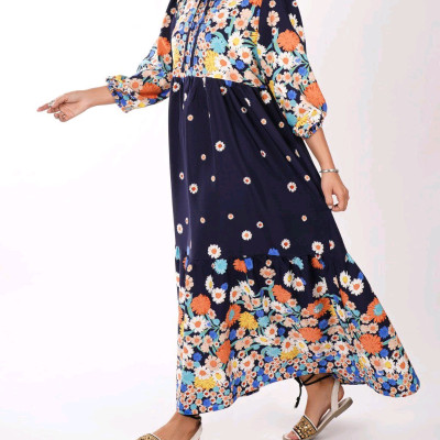 پیراهن ساحلی زنانه نخ خارجی مدل ساحلی گلدار