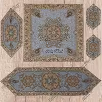 ست 5 تکه رومیزی ترمه افشاری رنگ طوسی روشن با کیفیت عالی
