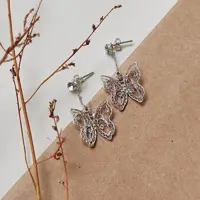 گوشواره نقره پروانه آویزی