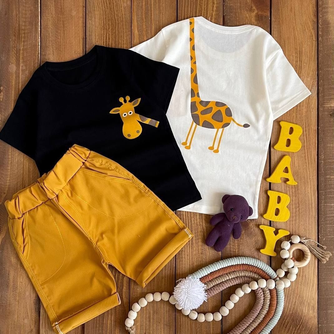 ست تیشرت شلوارک اسپرت زرافه زبل