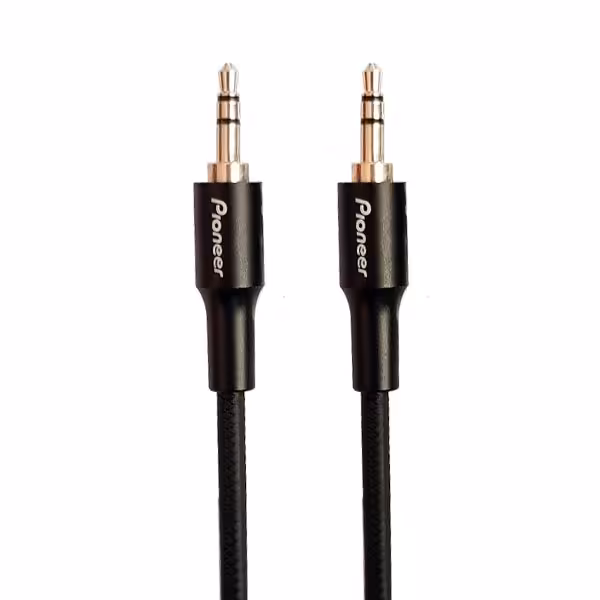کابل AUX برند پایونیر 1 متری ضخیم رنگ مشکی بدون پک