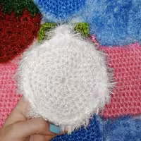 اسکاچ ظرف شویی بافتنی دو لایه سوزنی موهر طرح دایره سفید  دست بافت 