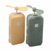 مینی پنکه آینه دار و رینگ لایت طرح چمدان