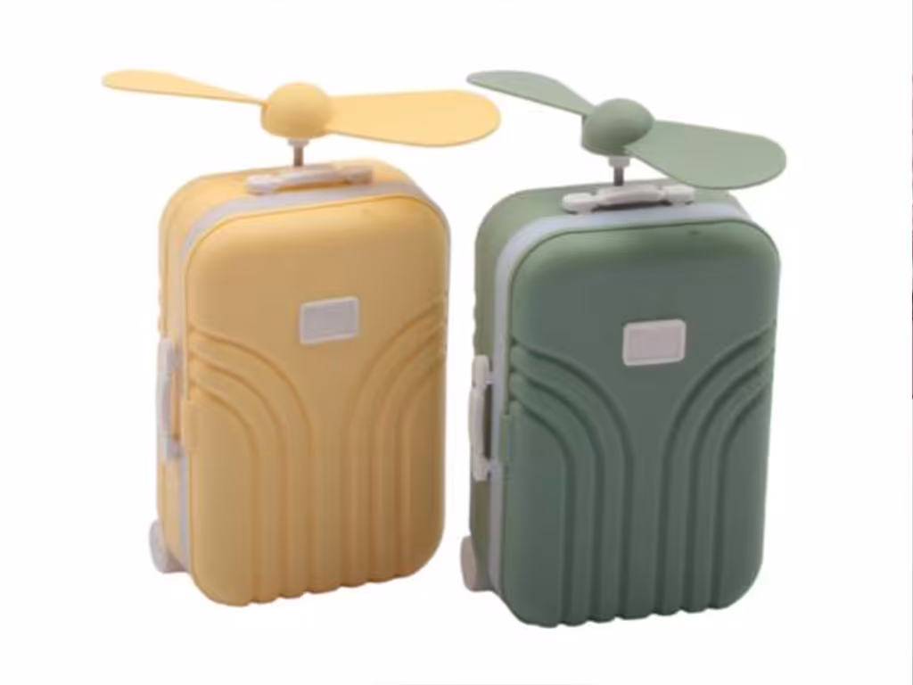 مینی پنکه آینه دار و رینگ لایت طرح چمدان