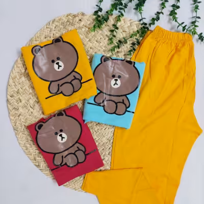 ست تیشرت و شلوار چاپی نخ و پنبه