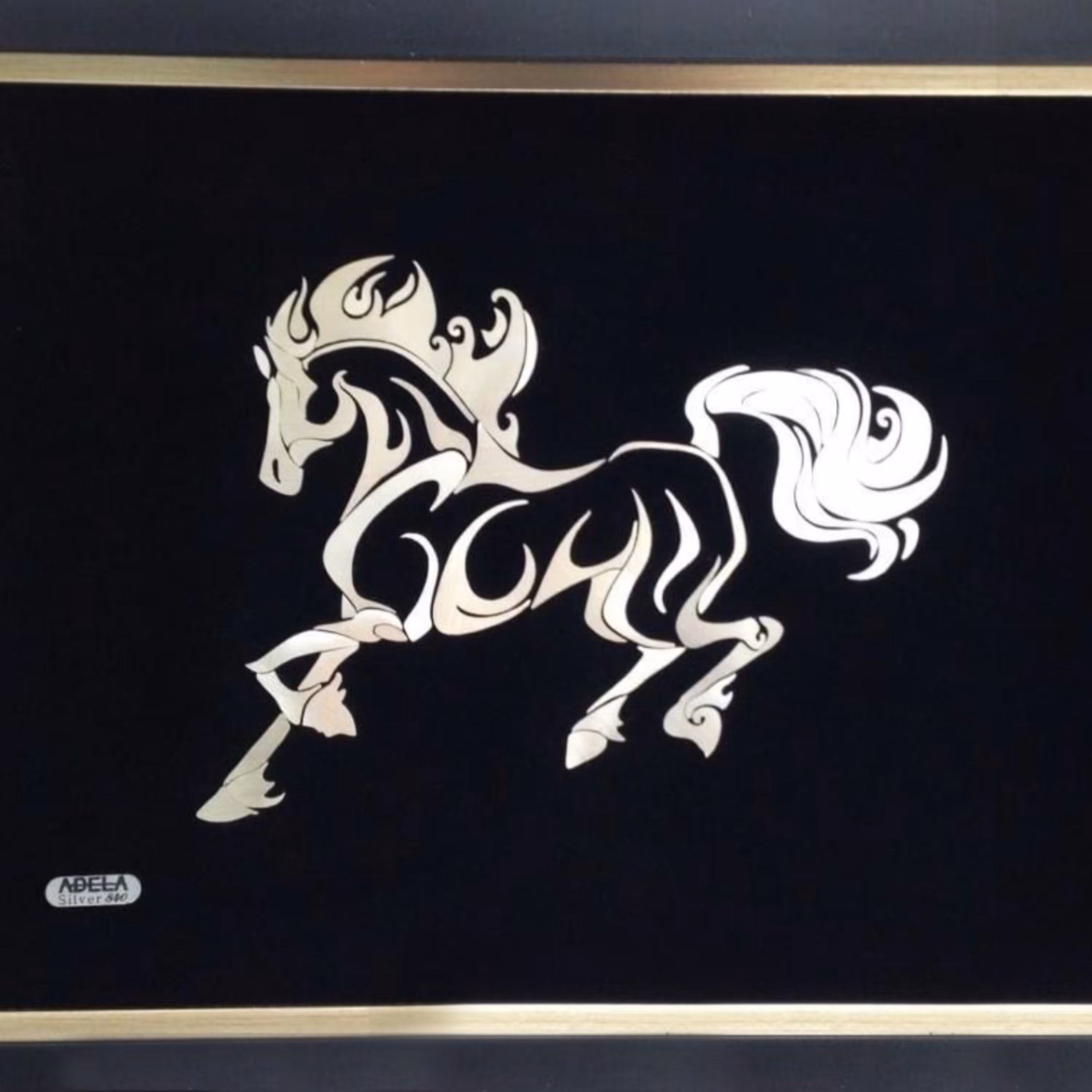 تابلو گل نقره مدل اسب