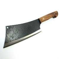 ساطور قصابی استاد صفری مخصوص شقه کردن و خرد کردن استخوان قلم گوسفند و گوساله فولاد فنر دارای رنگ کوره و ضدزنگ 32 سانت