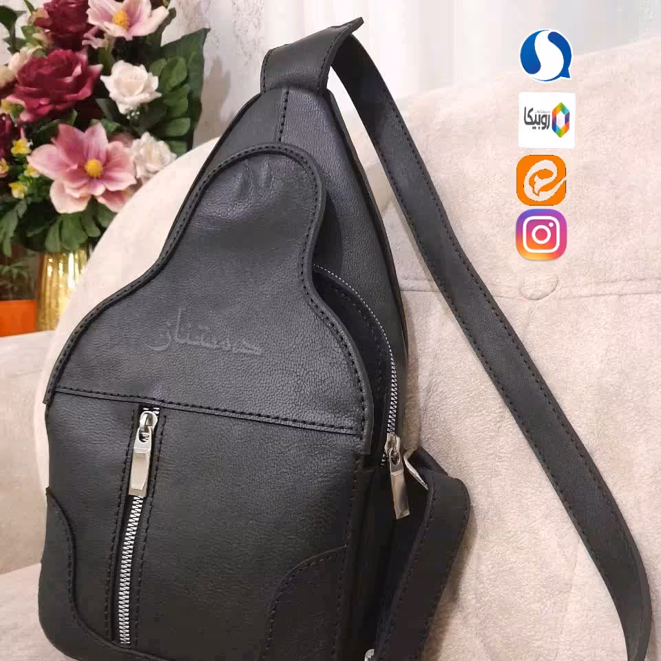 کیف کج (حمایلی، کوله) دست دوز با چرم طبیعی بزی، رنگ های دلخواه 