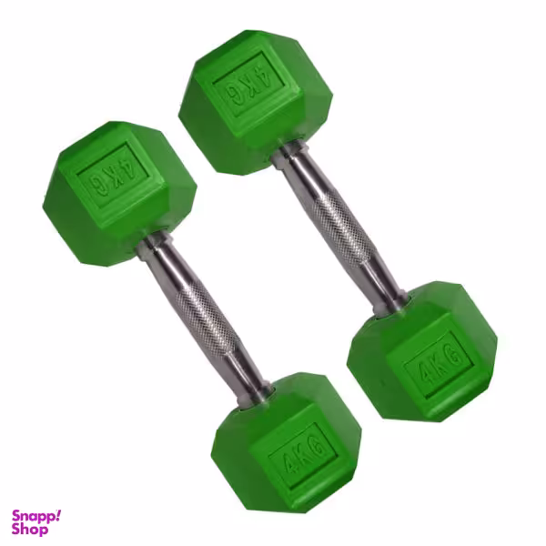 دمبل مدل شش ضلعی وزن 4 کیلوگرم بسته 2 عددی