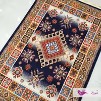 گلیم ماشینی یک در یک و نیم طرح ثریا سرمه ای