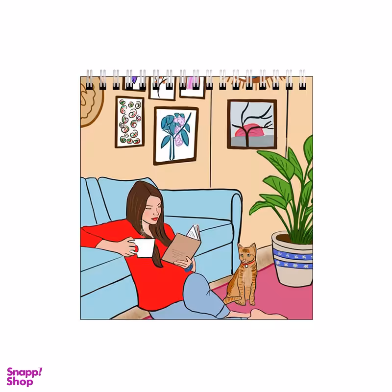 دفتر طراحی بامبیلیپ طرح دختر و گربه و کتاب کد 0318379