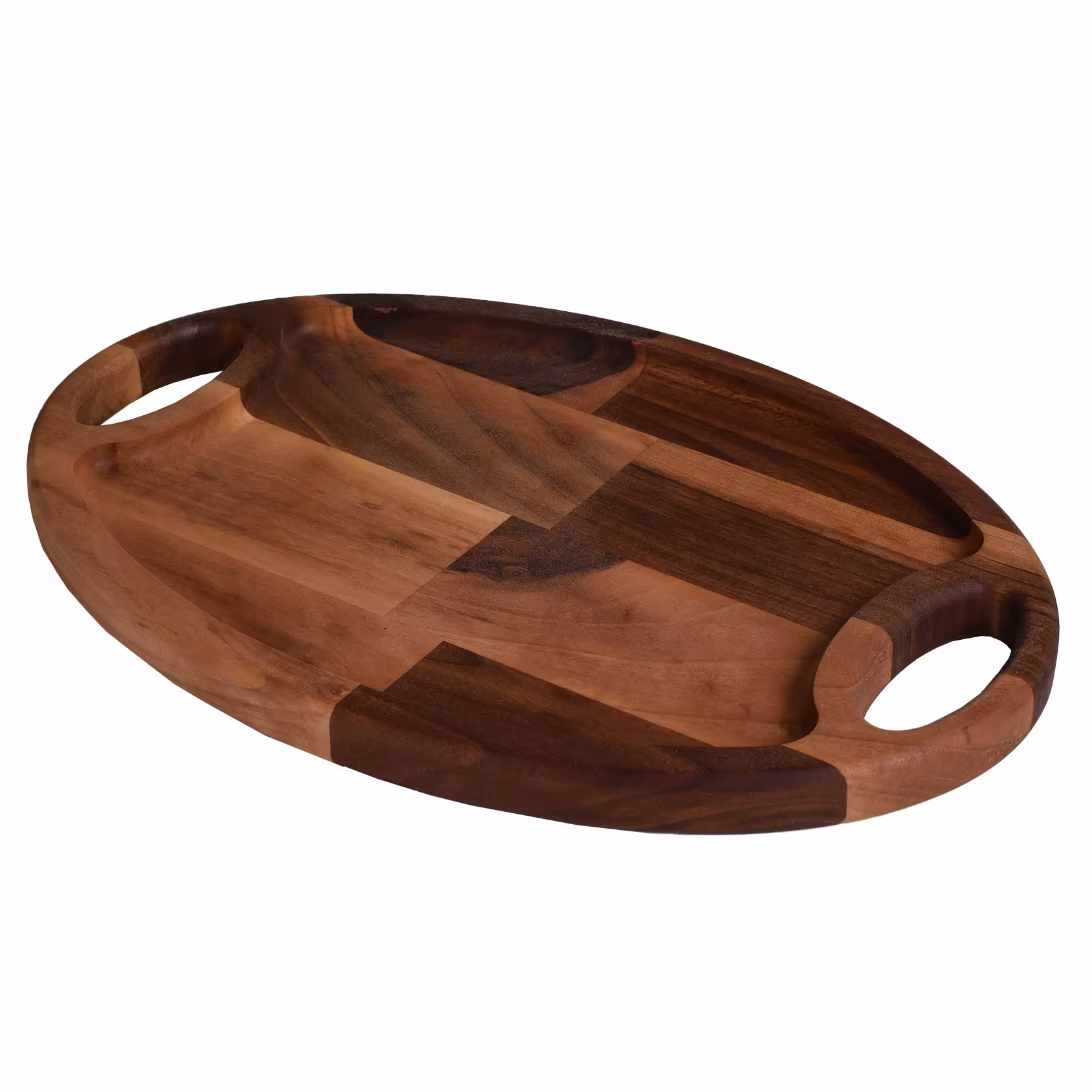 سینی چوبی از جنس چوب گردو مدل بیضی با پوشش روغن آبگریز