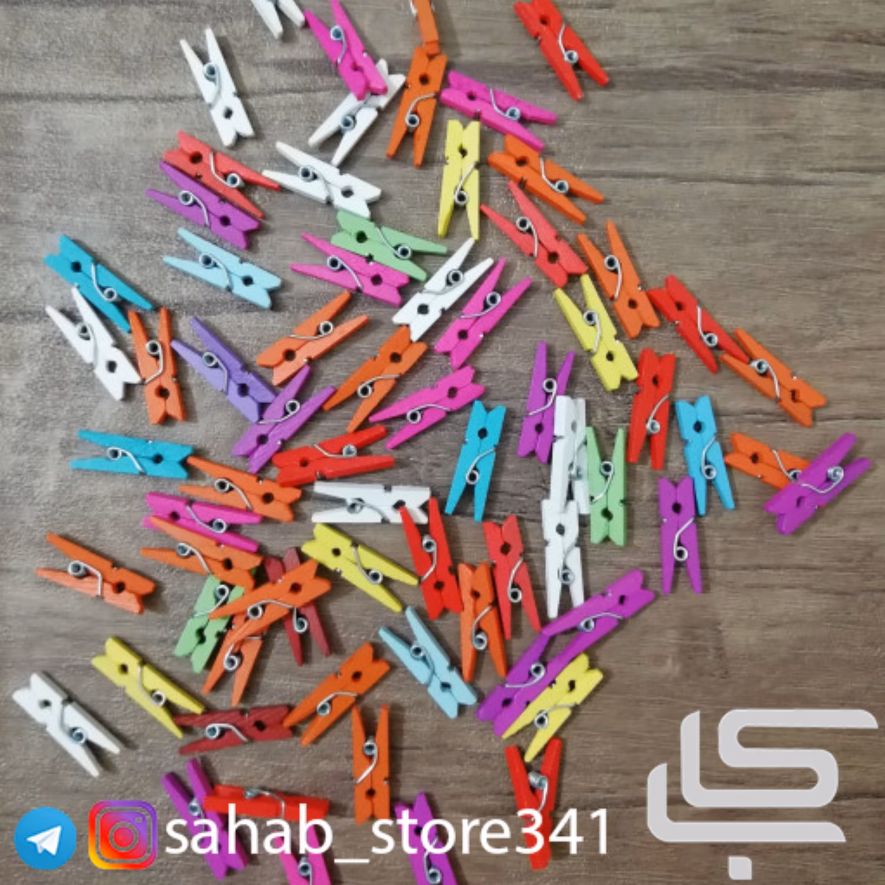 گیره چوبی 3 سانت رنگ آبی کم رنگ بسته 20 عددی