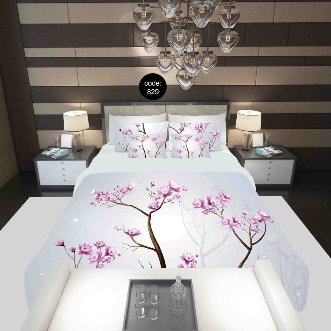 سرویس  روتختی دونفره 8تکه چاپی قابل ست با پرده با انتخاب جنس پارچه کد 829