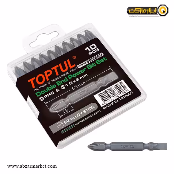 سر پیچ گوشتی تاپ تول دوسو و چهارسو 10 عددی مدل GAAW1004