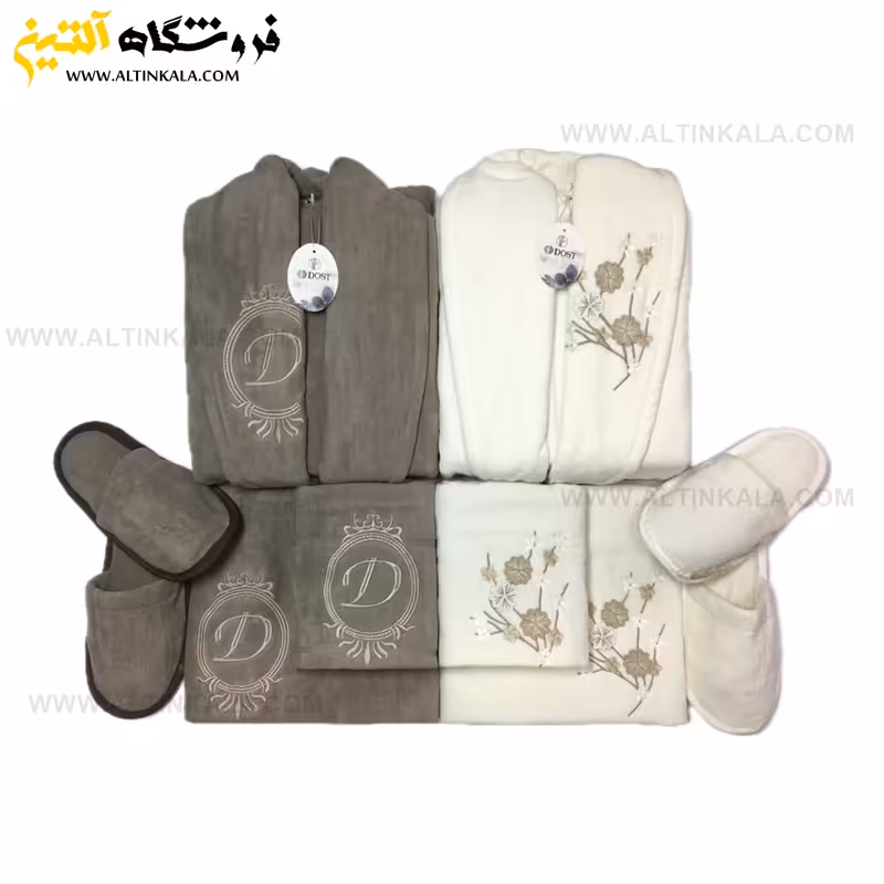 سرویس حوله عروس و داماد 10تکه گلدوزی سه بعدی برند DOST