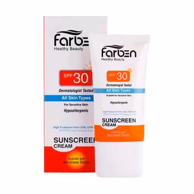 کرم ضد آفتاب بی رنگ SPF30 پوست حساس فاربن 50 میلی لیتر