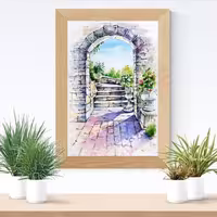 تابلوی نقاشی آبرنگ طرح راه رویا 