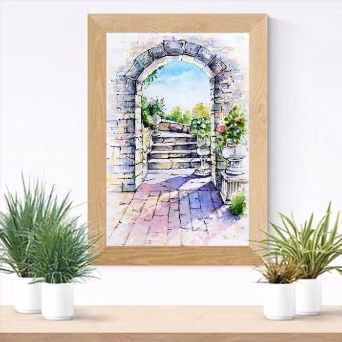 تابلوی نقاشی آبرنگ طرح راه رویا 