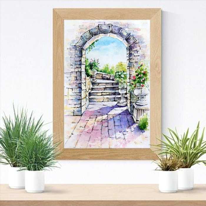 تابلوی نقاشی آبرنگ طرح راه رویا 