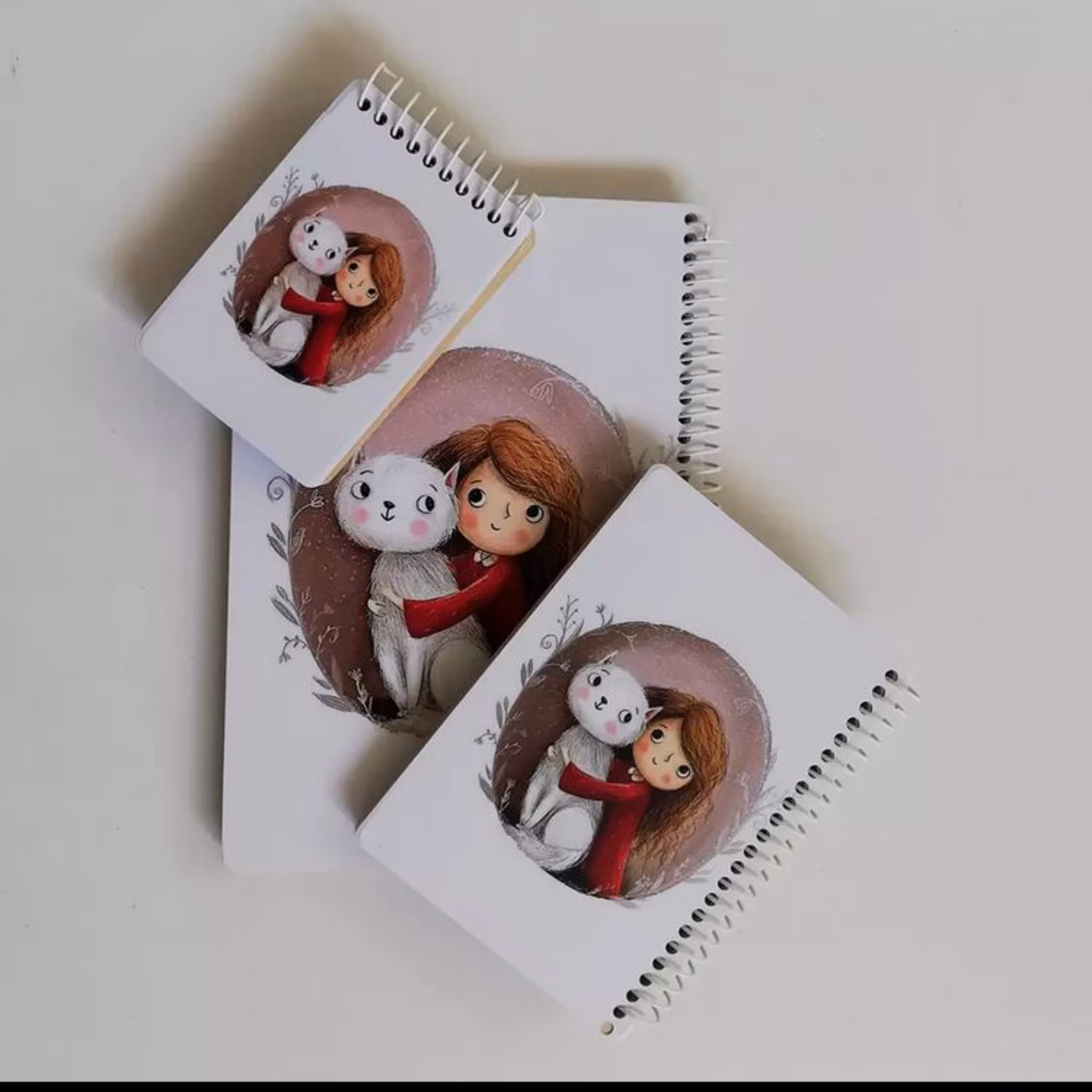 ست سه عددی دفترچه طراحی کرافت طرح دختر و گربه