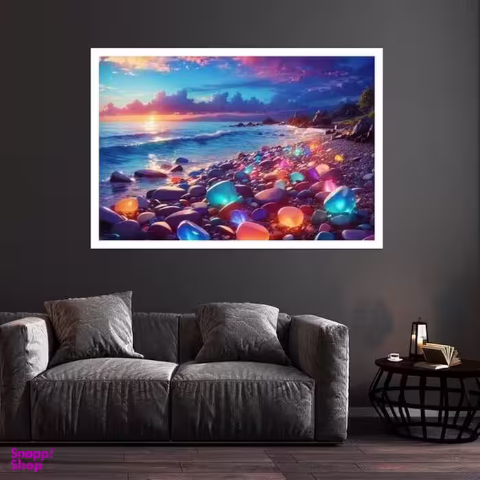 تابلو بکلیت طرح منظره دریا و ساحل شیشه ای مدل قاب شاسی W-s8994