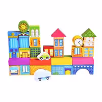 اسباب بازی ساختنی بلوک چوبی 72 تکه مدل ترافیک شهری کد 5047