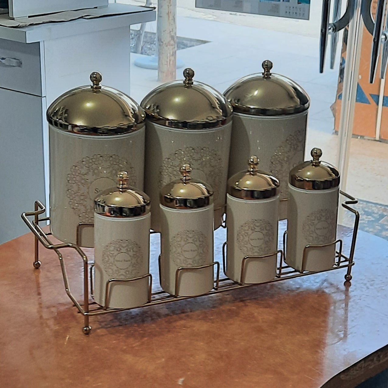 پاسماوری سام ست کرمی درب طلایی   پس کرایه و ارسال با تیباکس