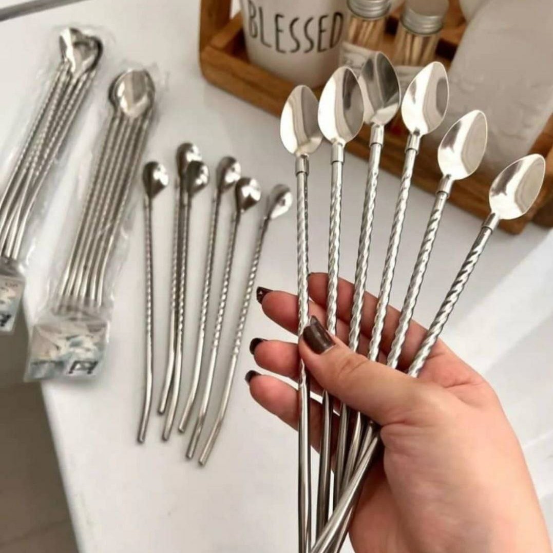 قاشق شربت خارجی شش عددی استیل فرچه دار