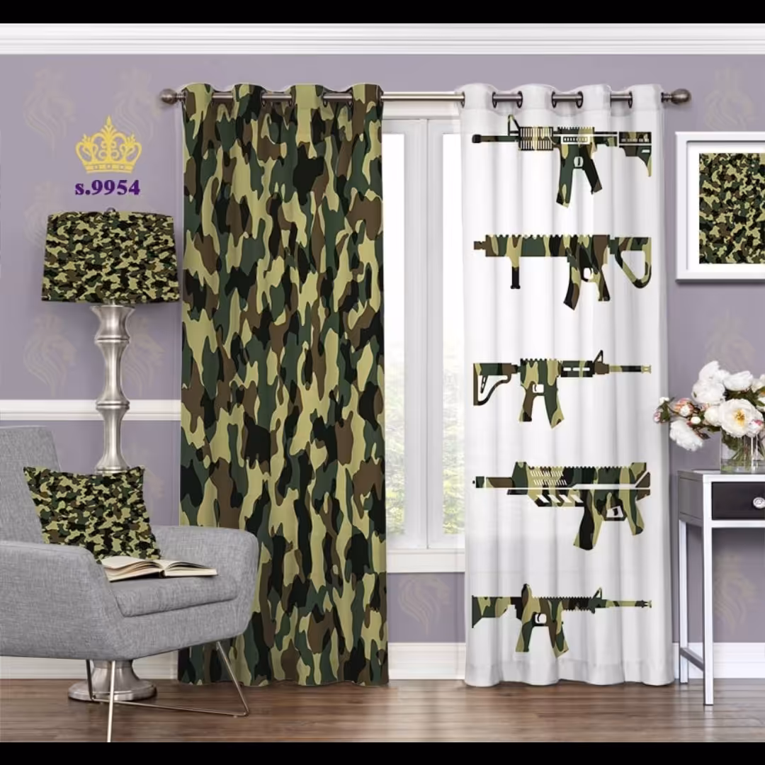 پرده اتاق خواب پسرانه دو قواره طرح فانتزی  کد S9954