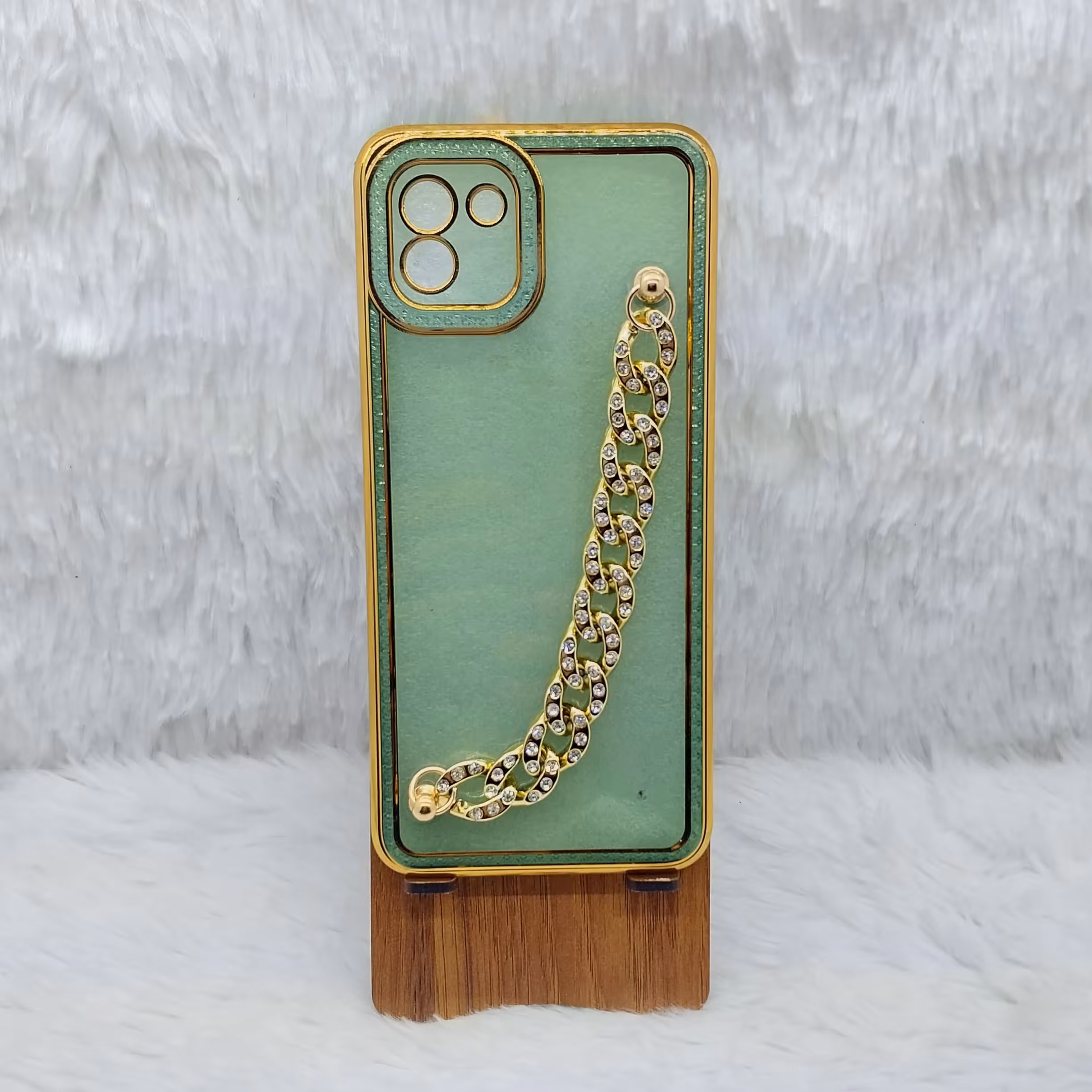 گارد (قاب) گوشی دخترانه A03مدل دستبندی کارتیر رنگ سبز مناسب گوشی  Samsung A03