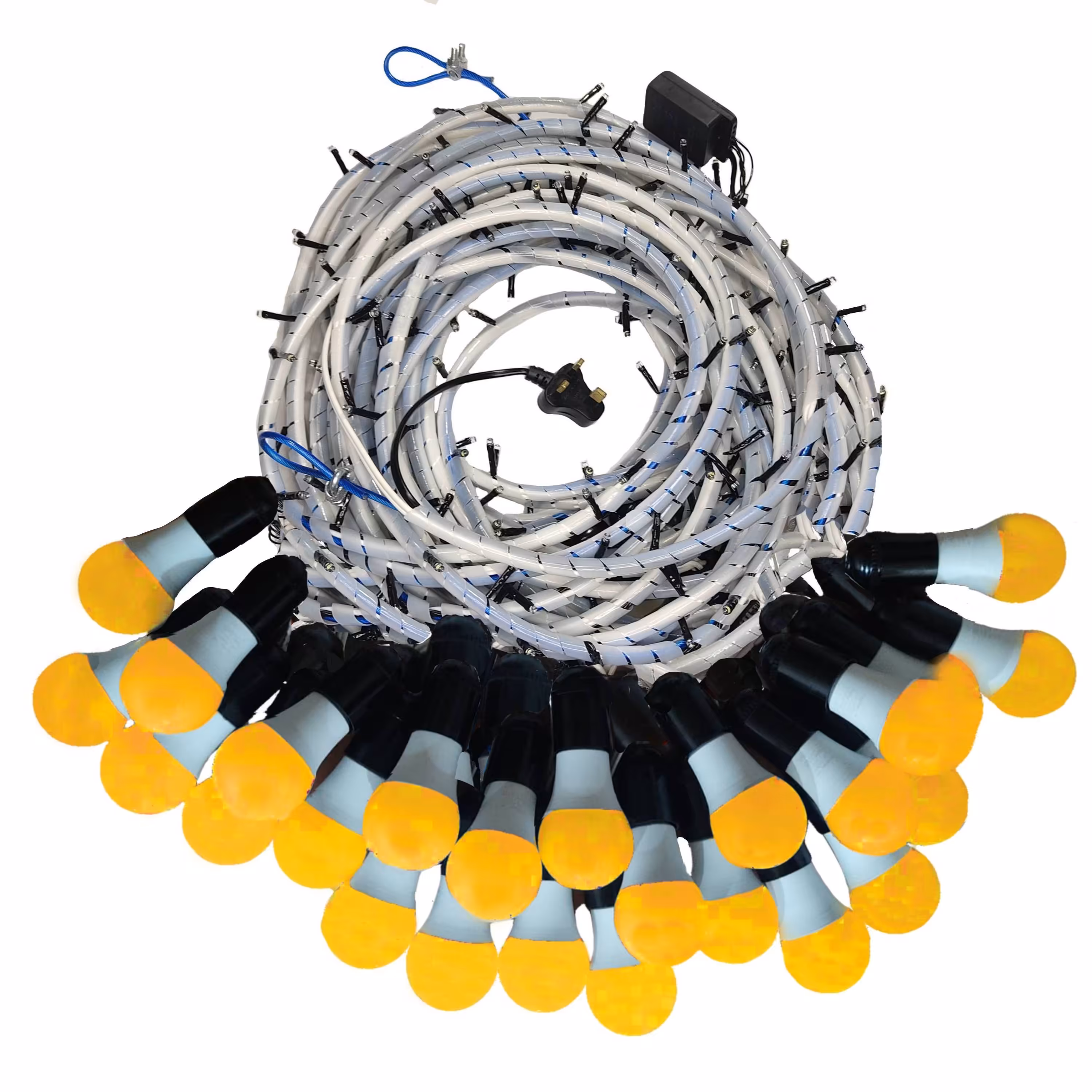 ریسه 9 متری زرد(تلفیقی سوزنی سفید و حبابی زرد)با بکسل نگهدارنده روکشدار