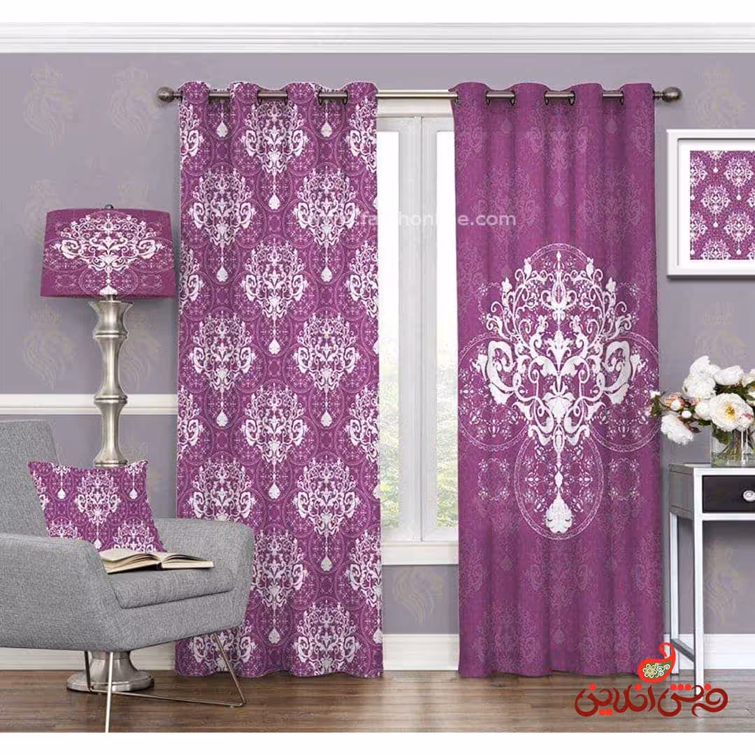 پرده سنتی سرخابی کد 3296