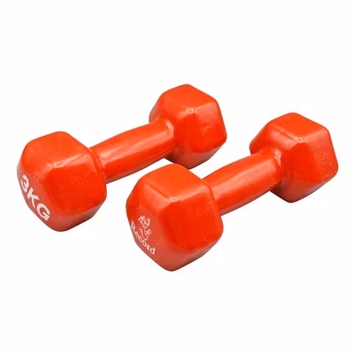دمبل بدنسازی رکورد مدل Strong روکش دار وزن 3 کیلو گرم بسته دو عددی