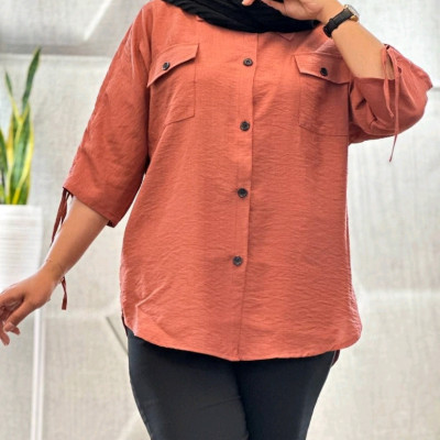 مانتو اسپرت زنانه نخی کرسپو مدل دوجیب آستین گت دار
