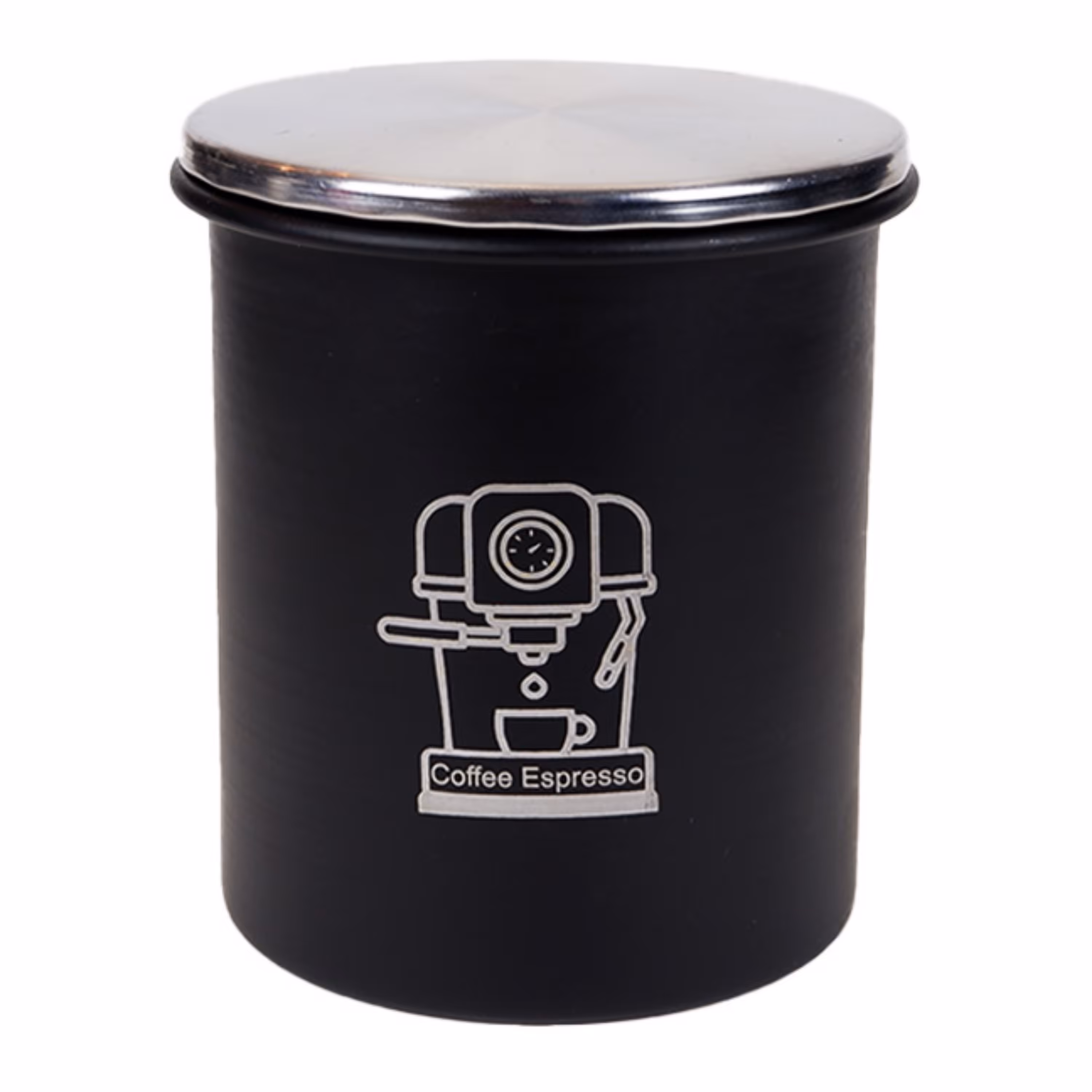 بانکه استیل قهوه طرح اسپرسوساز مشکی با درب سیلیکونی