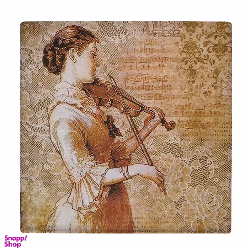 زیر لیوانی  طرح نقاشی بانوی ویولن نواز کد 5881542_4483
