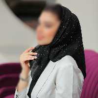 مینی اسکارف نگین دار نقره ای رنگ مشکی  ارسال رایگان (باندانا) 