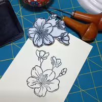 مهر دستساز لینو طرح گل 7