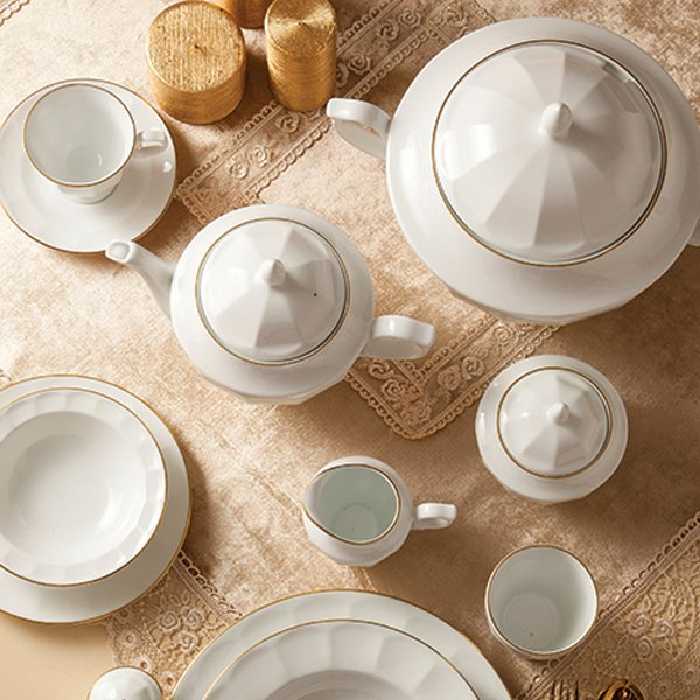 سرویس چینی زرین 12 نفره طرح لومیو قالب نئوکلاسیک 103 پارچه