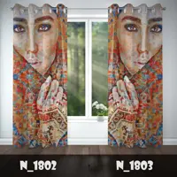پرده چاپی پانچی طرح سنتی دختر زیبا 