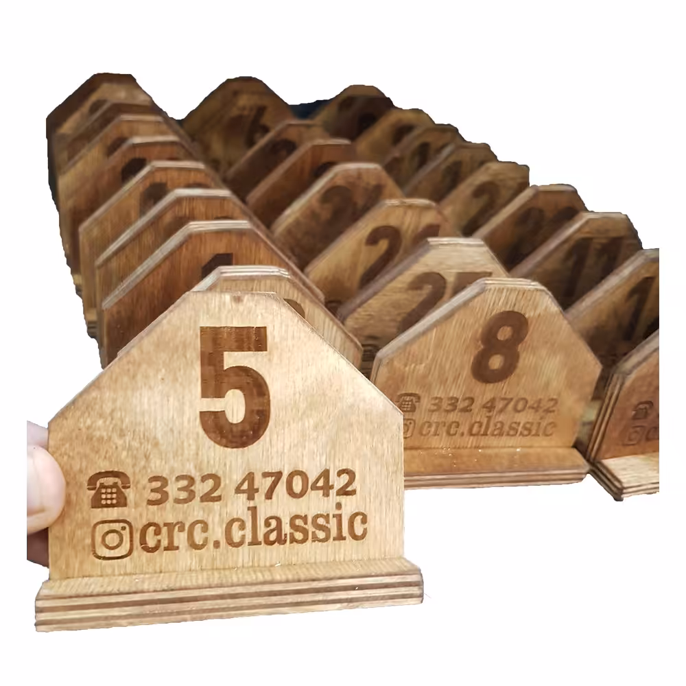 شماره میز  چوبی 2 طرفه قابل شست شو با اطلاعات شما