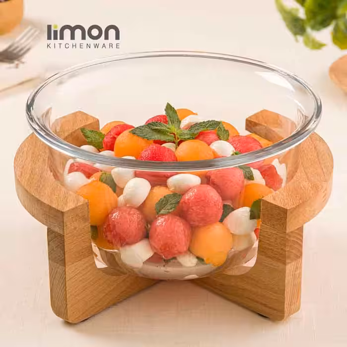 کاسه سرو پایه چوبی لیمون 2 لیتر 2255
